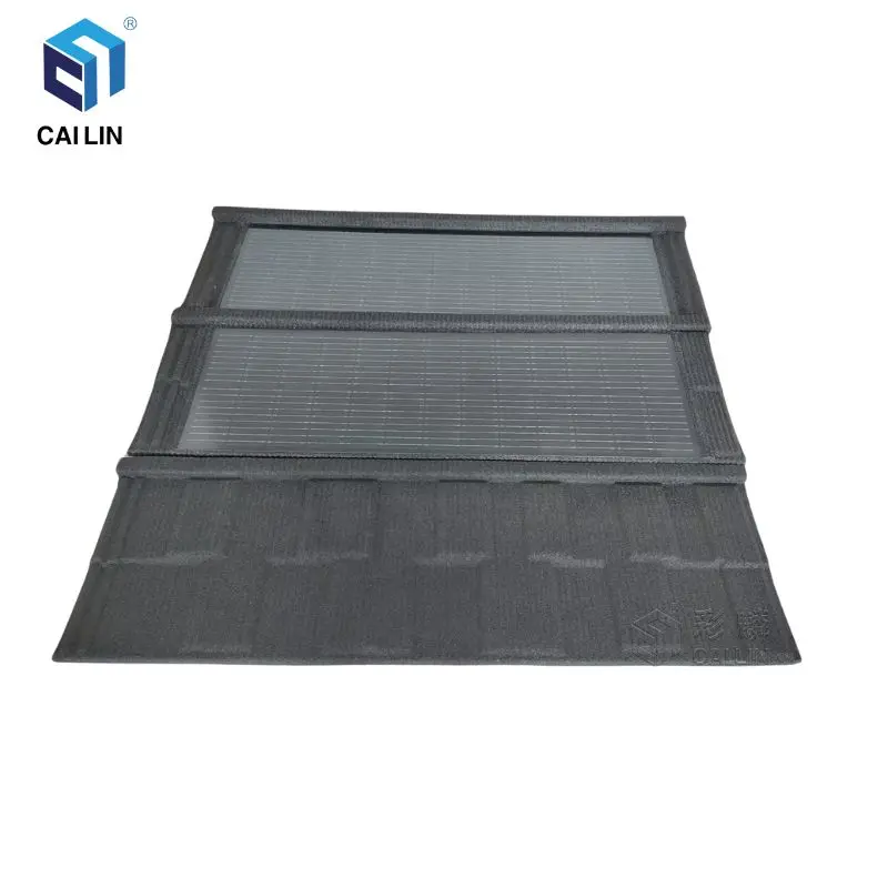 50 Years Warranty 2 To 1 Red Photovoltaic Panels Roofing Tiles Stone Coated Metal Solar Energy Storage System Roof