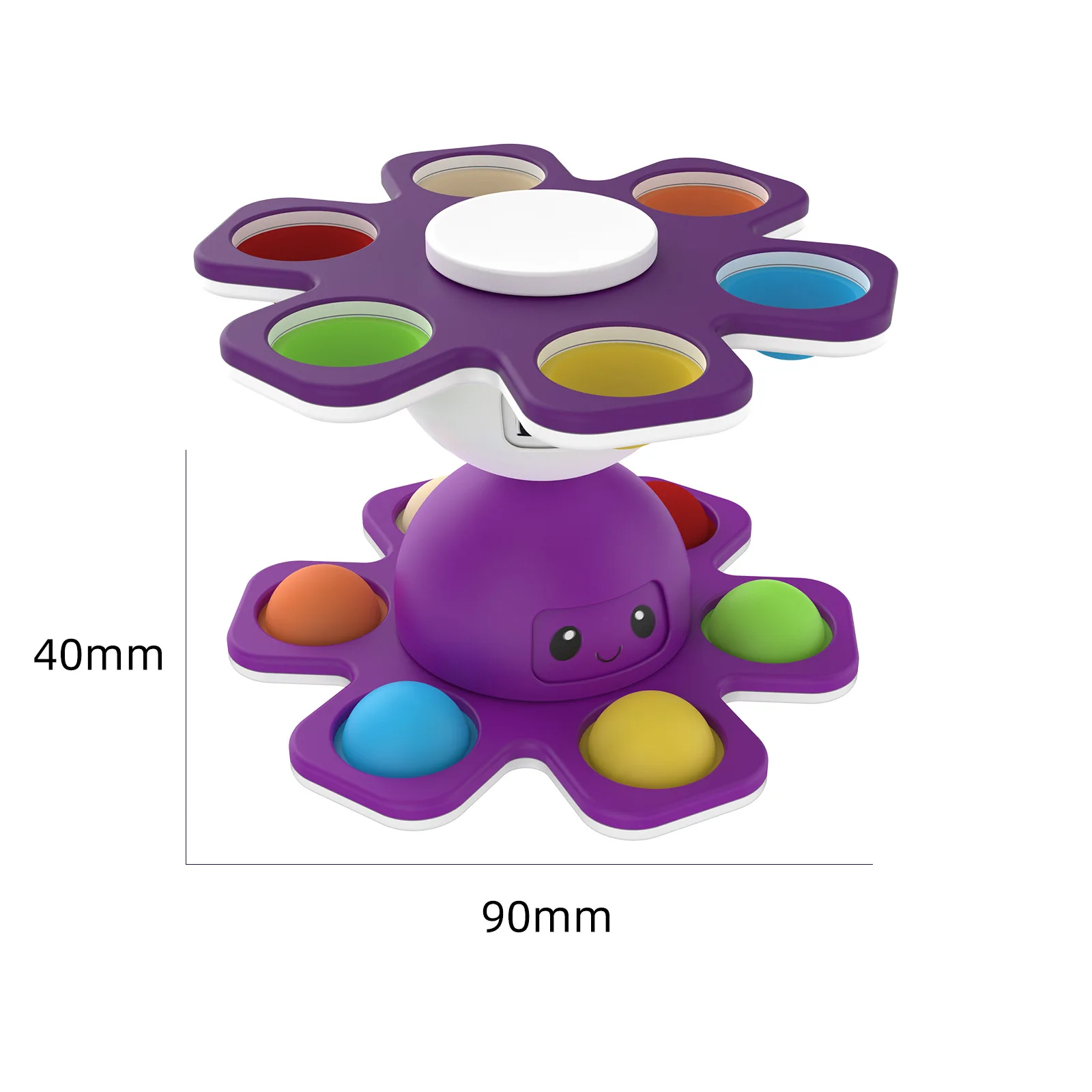 Silicone Popping Octopus Double-sided Relieve Stress Finger Spinner Bubble Hand Sensory Simple Fidget Octopus Toy
