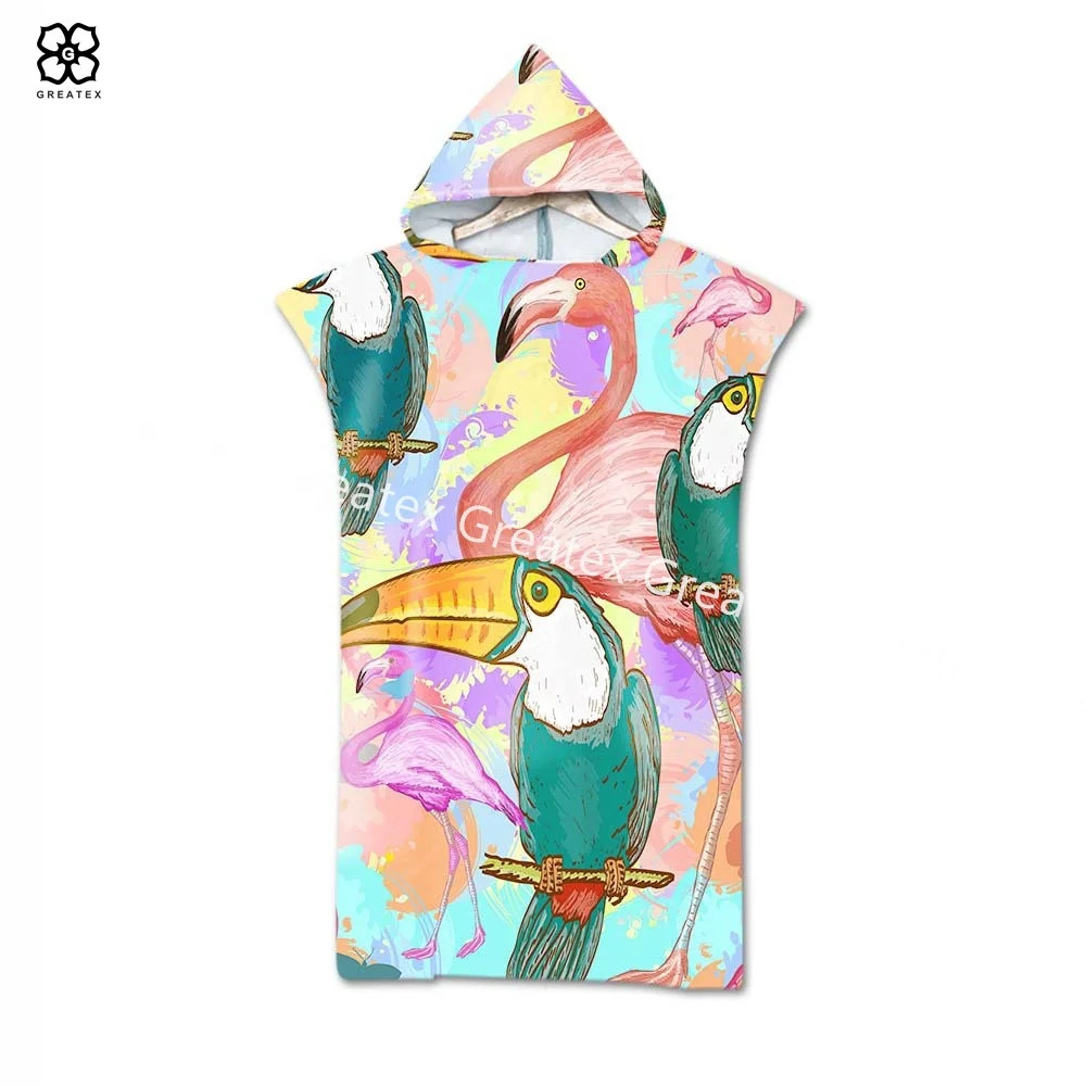 Оптовая продажа, длинное пляжное полотенце-пончо с мультяшным принтом