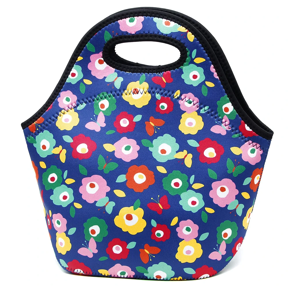 Modern Cartoon Designer Character Pack Leopard Food Picnic Baby Sublimation Blank Neoprene Small Tote Lunch Bag For Girls