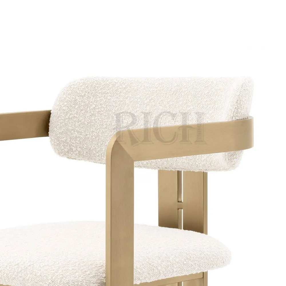 
Mid Century modern Dining chair teddy fabric metal leg dinner chair Furniture Fabric Velvet Restaurant Chair 