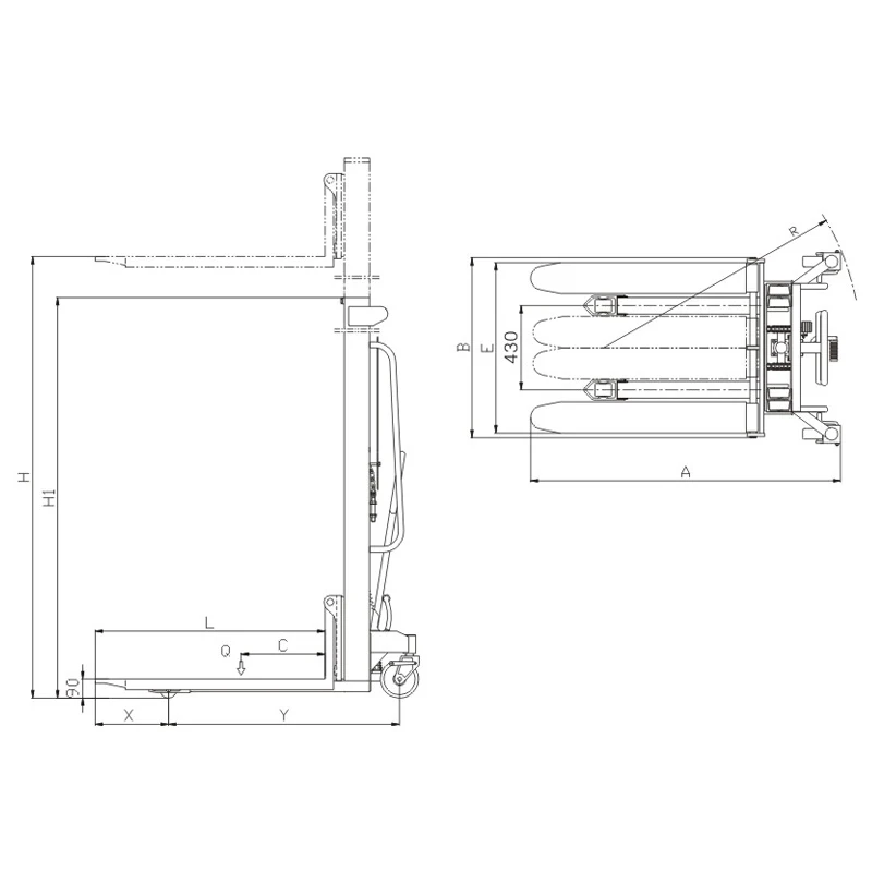 Hand Stacker Olift Easy Operation 1 Ton 3m Manual Forklift Pallet Jack Stacker