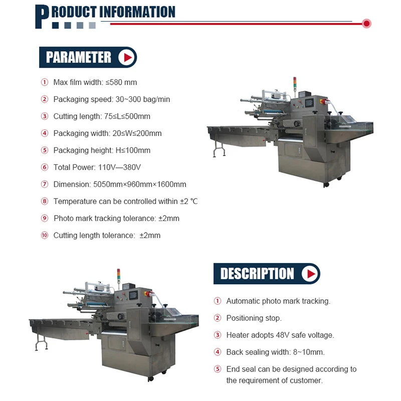 Popsicle Cookie Auto Instant Noodle Chocolate Snacks Horizontal Bag Sachet Food Sugar Automatic Pouch Packing Machine