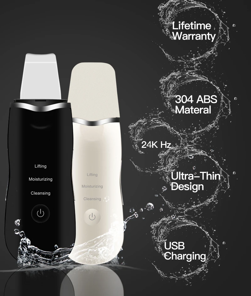 Portable Electric Facial Cleaner Skin Peeling Machine Professional Sonic Face Cleaning Spatula Ultrasonic Skin Scrubber