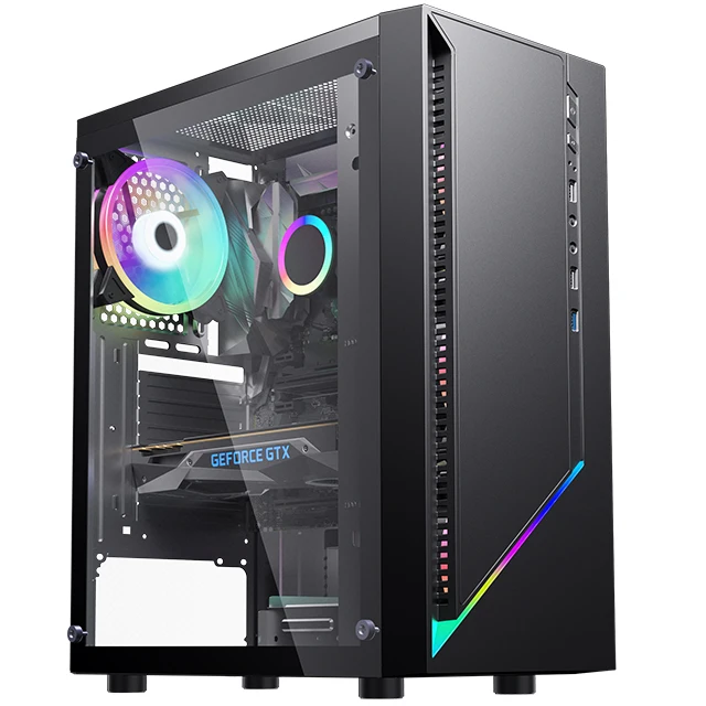 Hot sale Acrylic panel RGB gaming computer Case PC Computer Case ATX case with RGB fans New product