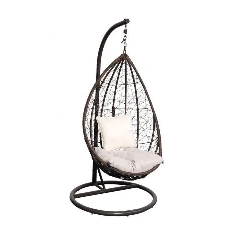Yinzhou Living Outdoor Wicker Rattan Garden Adult Patio swings Hanging Egg Swing Chair With Metal Stand
