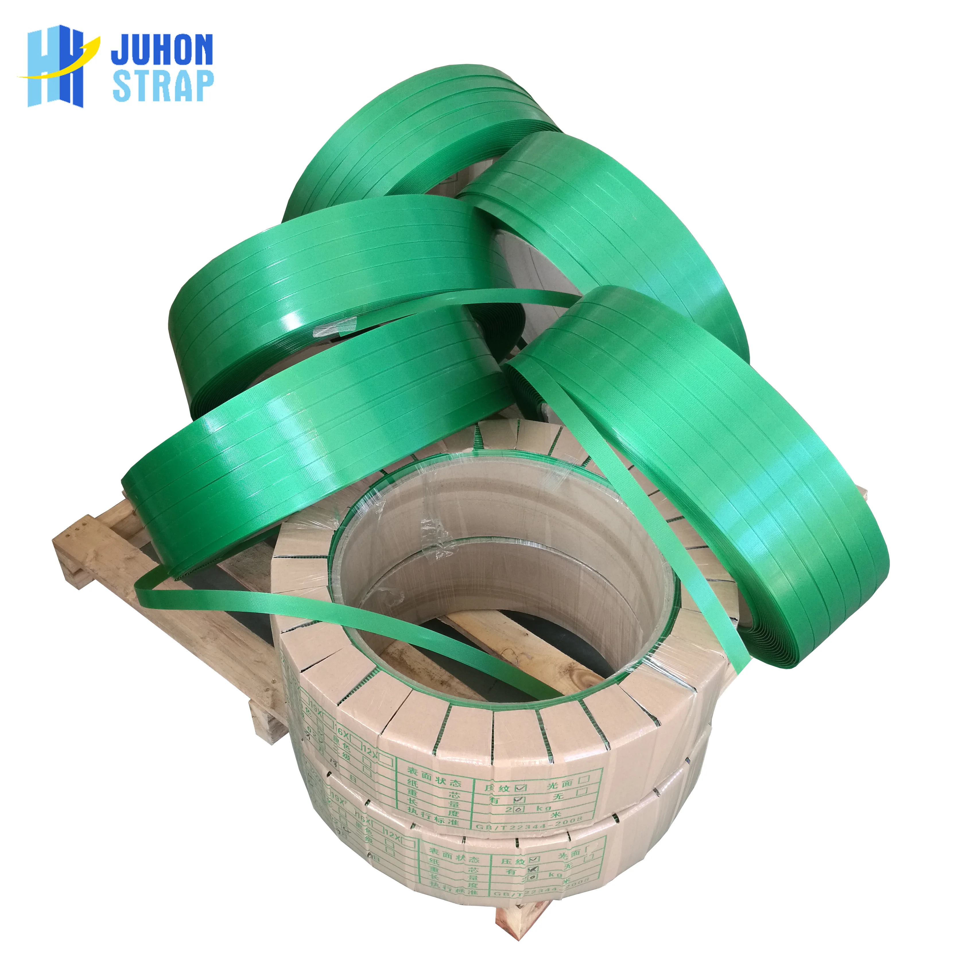 High Tension green PET strap for packing wooden and glass