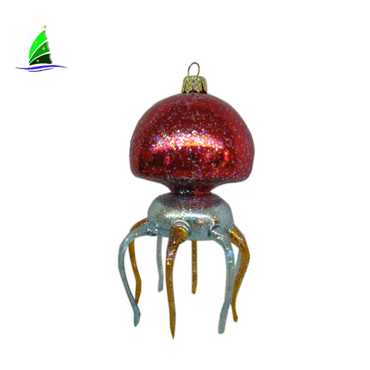 Artdrgon Folk Art Hanging Hand Blown Ocean Glass Jellyfish Craft Ornament For Holiday Decoration & Gift