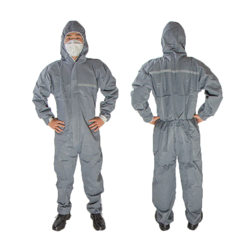 Made in China Non-woven Industrial Hooded Safety Clothing Suits dust proof Coveralls with reflective stripe