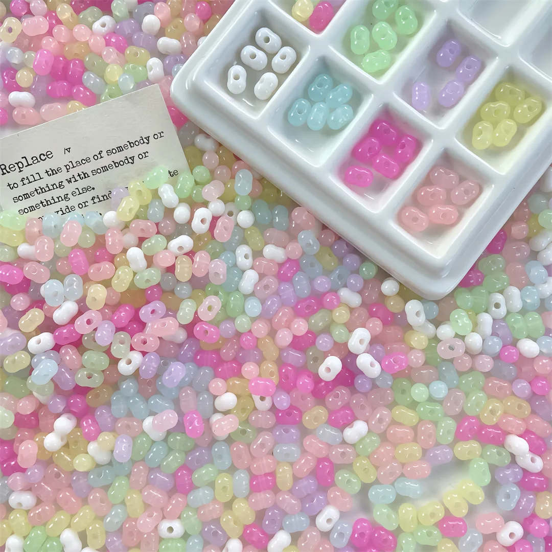 Hot Sale 3*6mm Colorful Peanut Beads Plastic Acrylic Seed with Holes