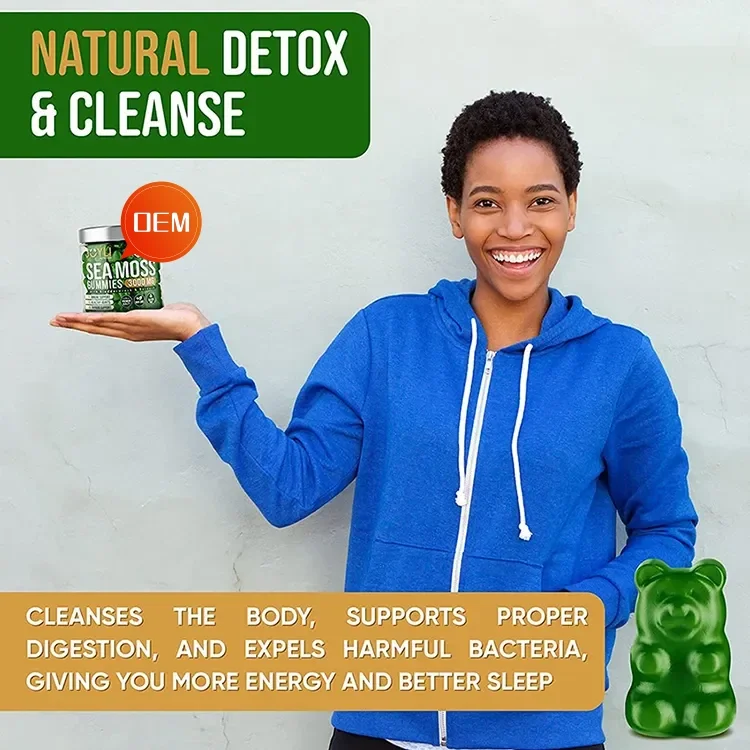 Hot Sale EMO Improve Immune Energy Vegan Organic Vitamin Minerals Detox  Seamoss With Bladderwrack Burdock Sea Moss Gummies