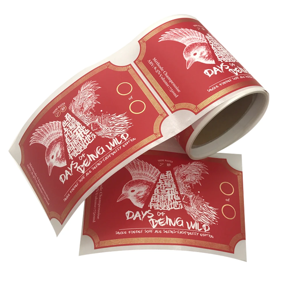 Waterproof beer glass bottle label  wine packaging label  bottle plastic sticker labels