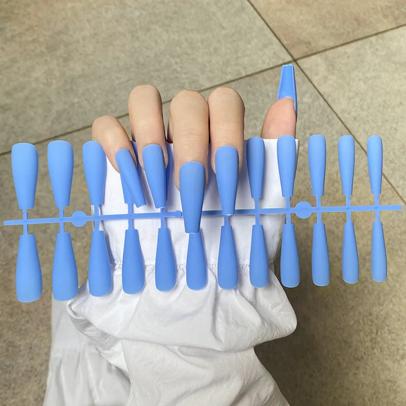 Solid Color Matte Super Long Coffin False Nail Ballet Press on Nails Tips for Nails Art Artificial Fingernails