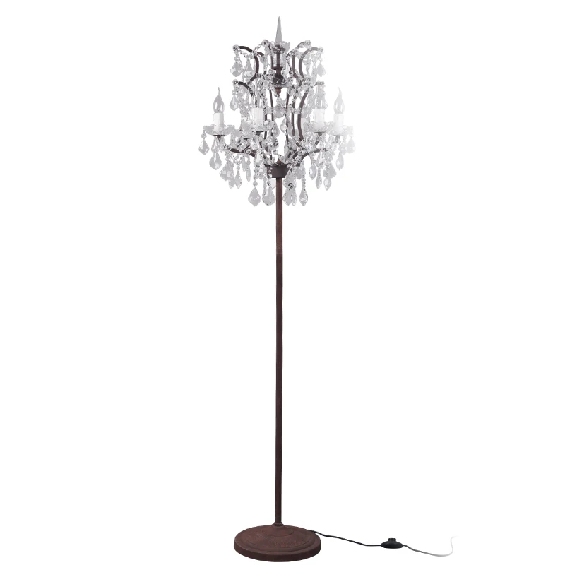 
19TH C. ROCOCO IRON CRYSTAL FLOOR LAMP rust color antique wrought iron floor standing crystal floor lamp 