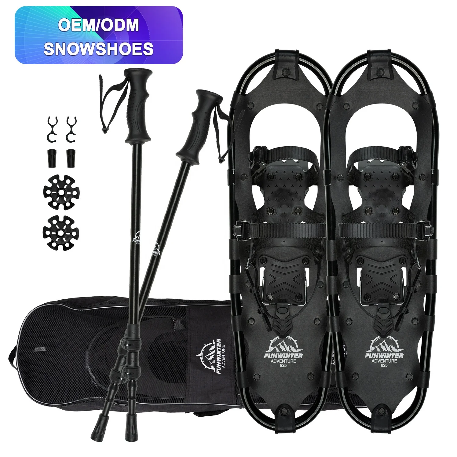 FUNWINTER OEM/ODM SNOWSHOES 25' aluminum snowshoes snow walking Factory Outlet snow winter hiking shoes outdoor shoes for men