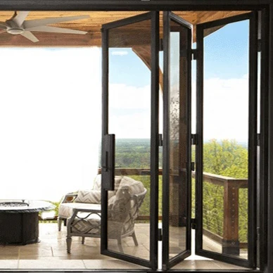 high-quality customization Glass Folding Door Manufacture interior double glazed aluminium accordion Bi Folding Doors