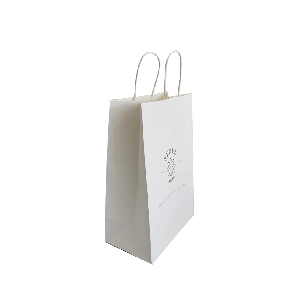 Custom Printed Your Own Logo Shopping Paper Bag With Ribbon Handles Craft Paper Bags For Boutique Gift Jewelry