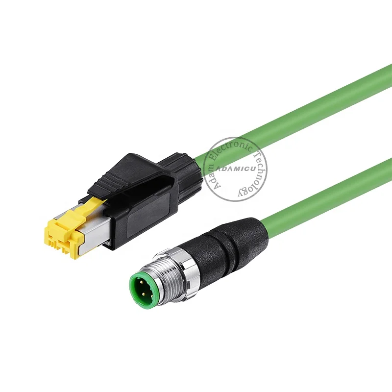 m12 4pin d-code Connector industrial ethernet cable cat6a standards factory customized