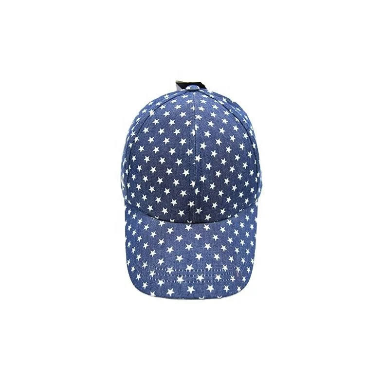 6 Panel Custom Fitted Star Navy Blue Classic Baseball Cap with Logo Printing