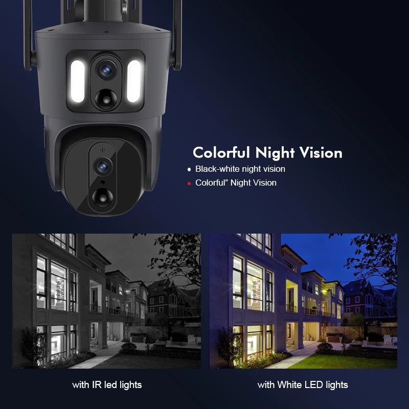 Original Manufacturer Color Night Vision Two Way Audio Motion Detection 4MP WIFI 4G Sim Card PTZ Dual Lens Solar Camera