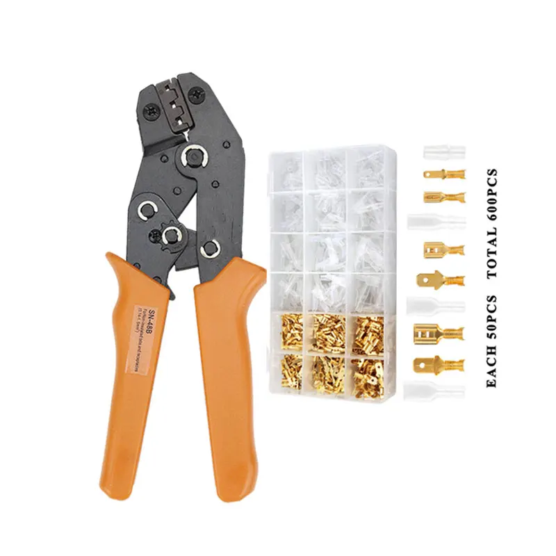 sn-48b crimping tool 600 pcs 4.8/6.3 plug terminal crimper crimping pliers wire 0.5-1.5mm2 alicate AWG 20-15 hand tool krimptang