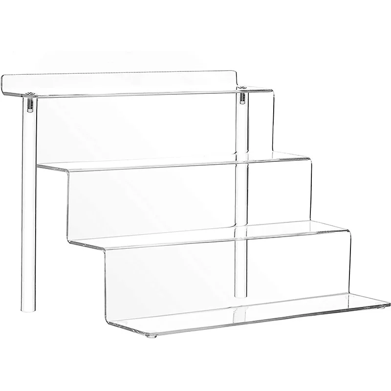 Amazon Hot Sale Ladder Type Perspex Storage Organizer Acrylic Display Stand for Cake Handmade Toy Cosmetic