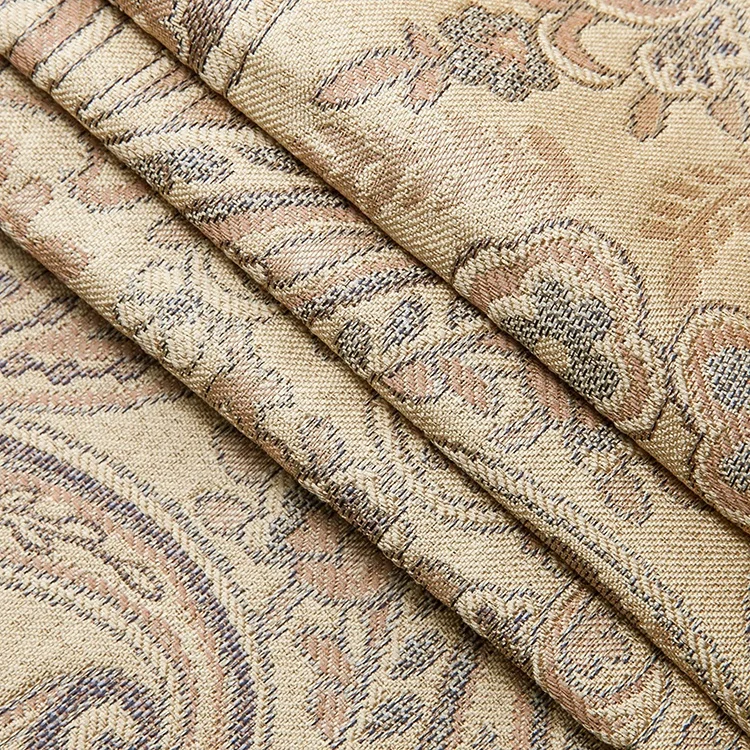 Custom Cashew Flowers  Curtain Fabric 100% Polyester Textile Home Curtain Jacquard Fabric For Curtains