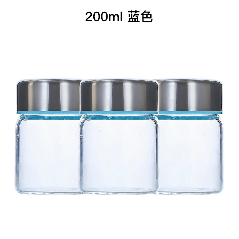 Heat Resistant 100ml 150ml 200ml High Borosilicate Glass Food Storage Jar Containers With Screw Stainless Steel Lids