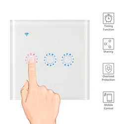 India smart wifi touch switch for LED light remote control google home support alexa wall socket switch 86*86*mm standard size