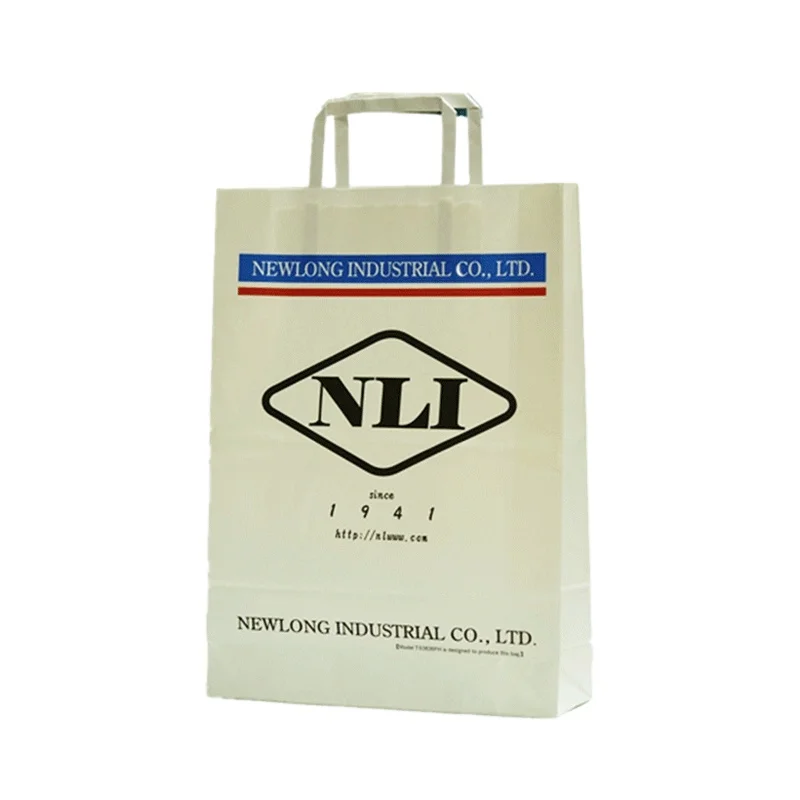 Chinese oem factory custom printing white kraft paper bag with twisted handle