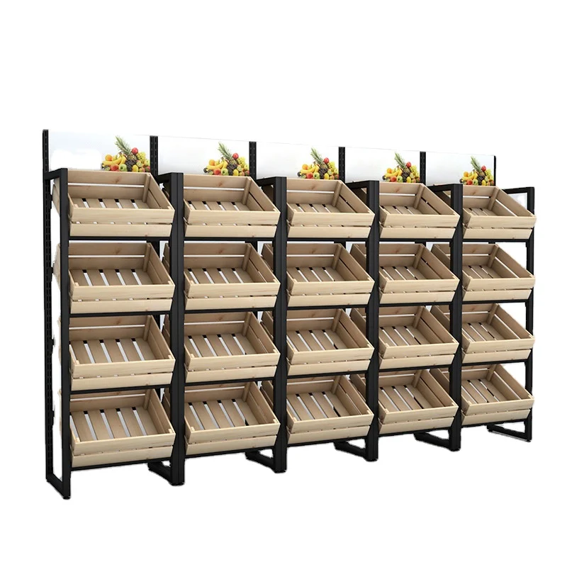 
Hot sell metal&wood retail store display rack cosmetic single side shelving 