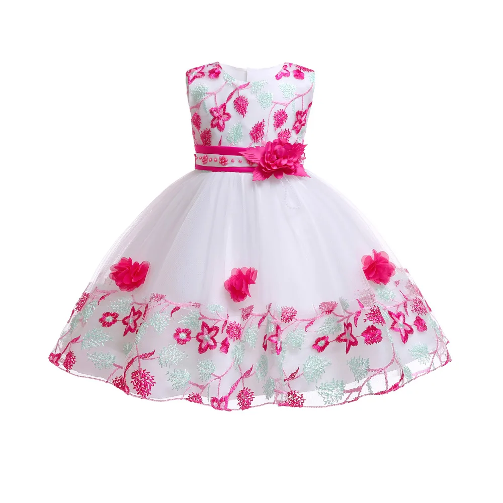 
Wish Hot Selling Children Clothes Princess Party Flower Tulle Puffy Newborn Baby Dress 