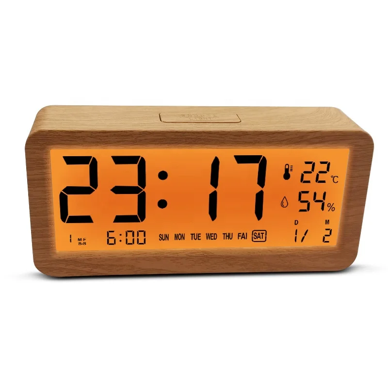 Digital LCD Table Clock Multi-functional Three Alarms Clock Temperature and Humidity Back-light LCD Clock