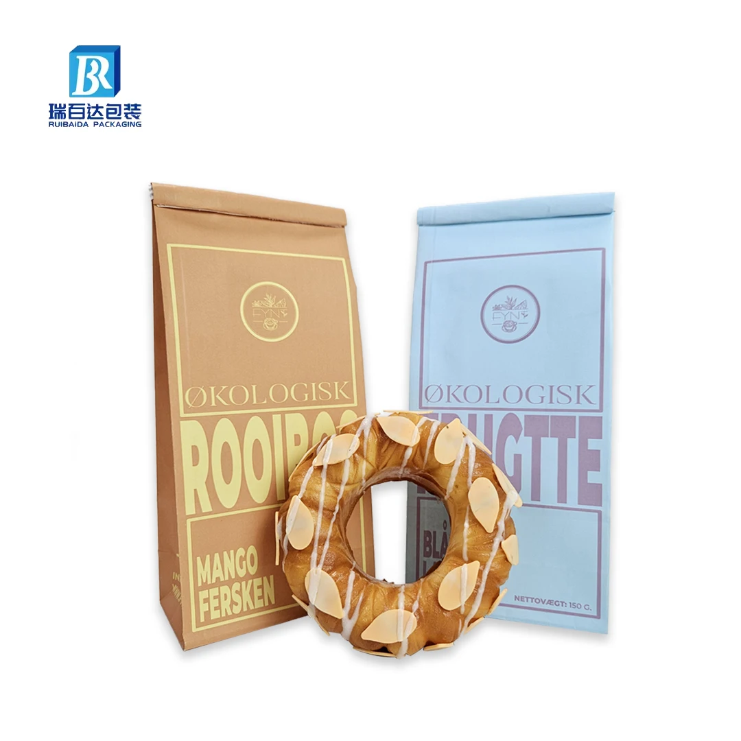 Customized Tin Tie Kraft long loaf French Baguette Caterpillar Bread Toast Biscuits Cake Cookie Packaging Paper Bag