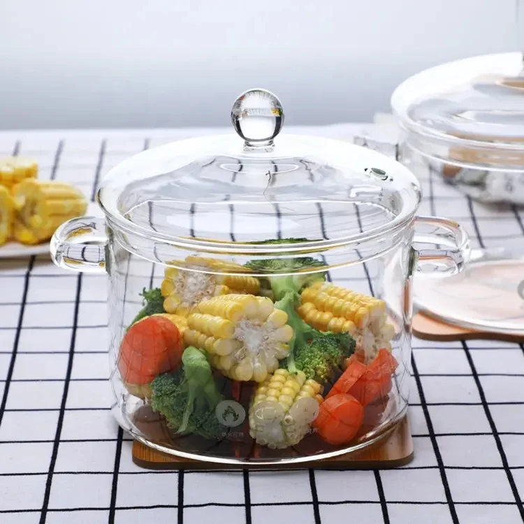 Customized by Chinese manufacturers fire to cook spaghetti Glass pot with handle