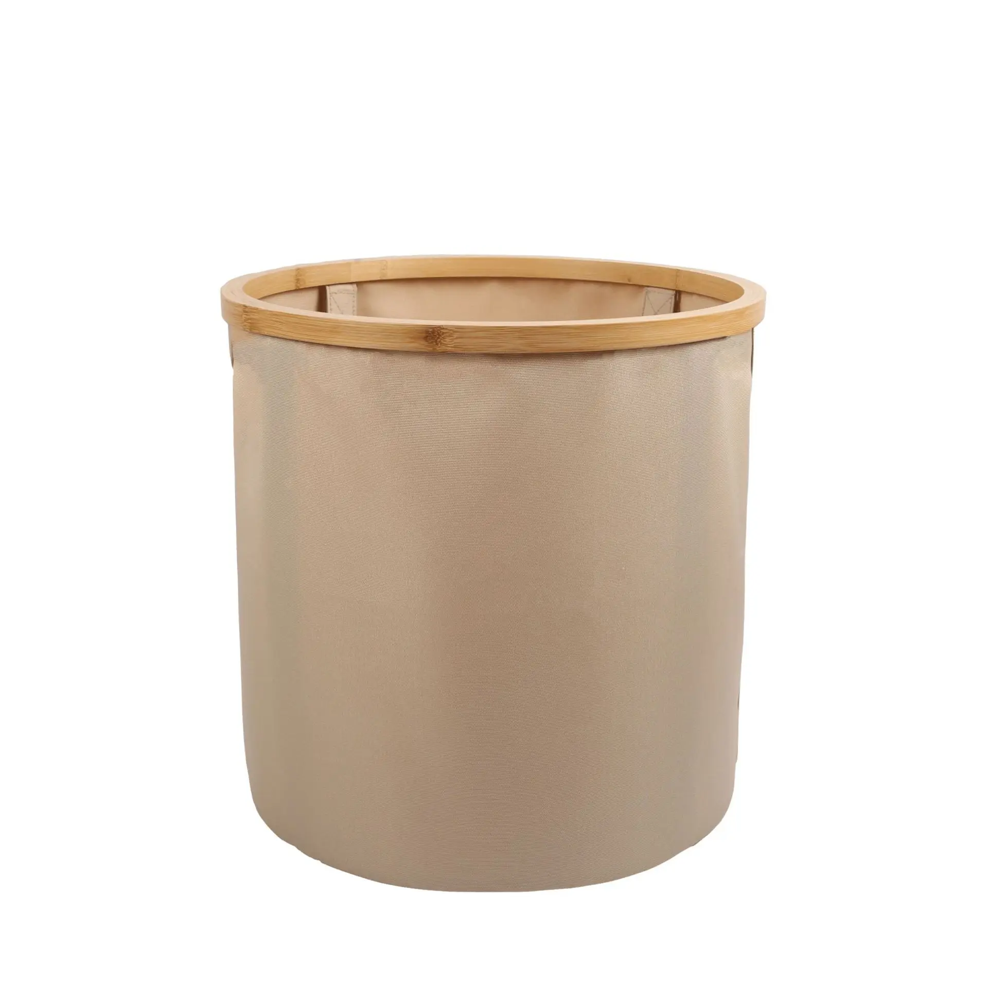 Folding fabric laundry hamper Bamboo Rim Storage Baskets for home use