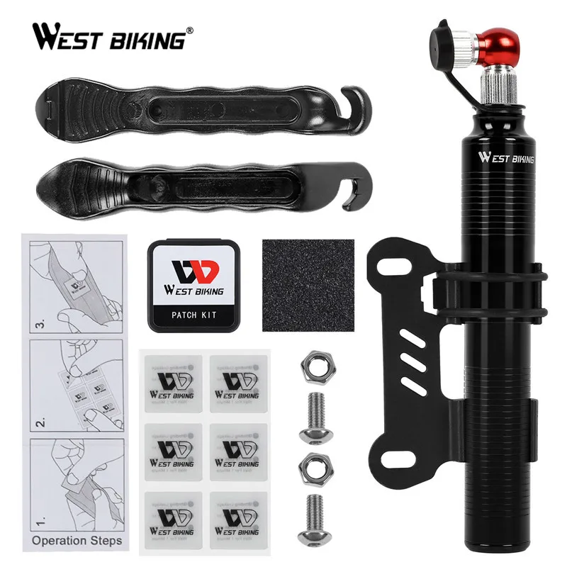 Миниатюрный велосипедный компрессор WEST BIKING портативный ручной воздушный насос Co2 воздушные