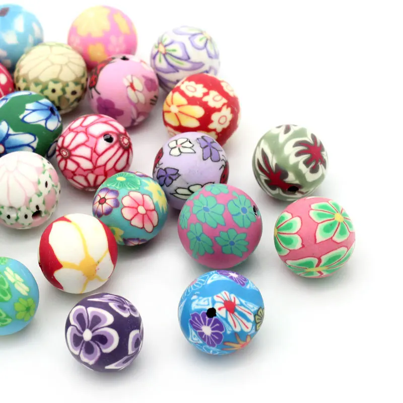 XuQian Round Polymer Clay Handmade Loose Beads for Jewelry Anklet Making