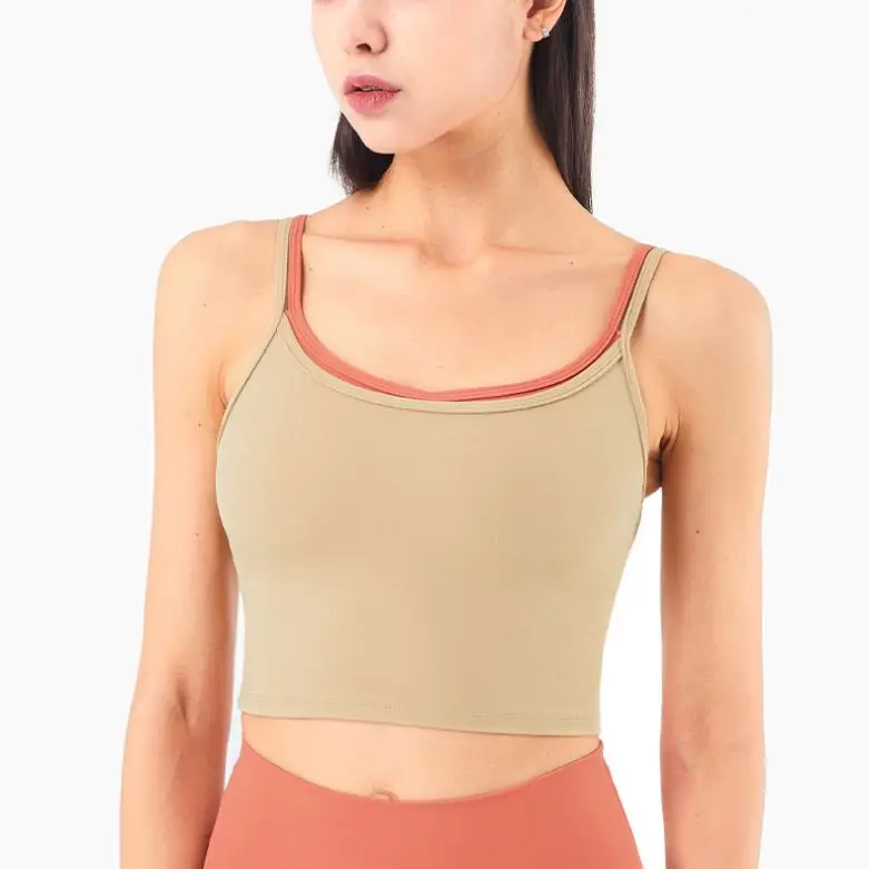 Hit Color Workout Exercise Gym Crop Top Bra Women Bare Second Skin Feel Sport Yoga Fitness Bras Top