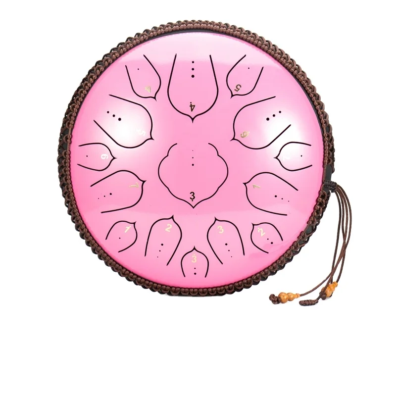 Handpan Overtone Ethereal Steel Tongue Design 14 Inch 15 Tone key D Tank Drum For Meditation