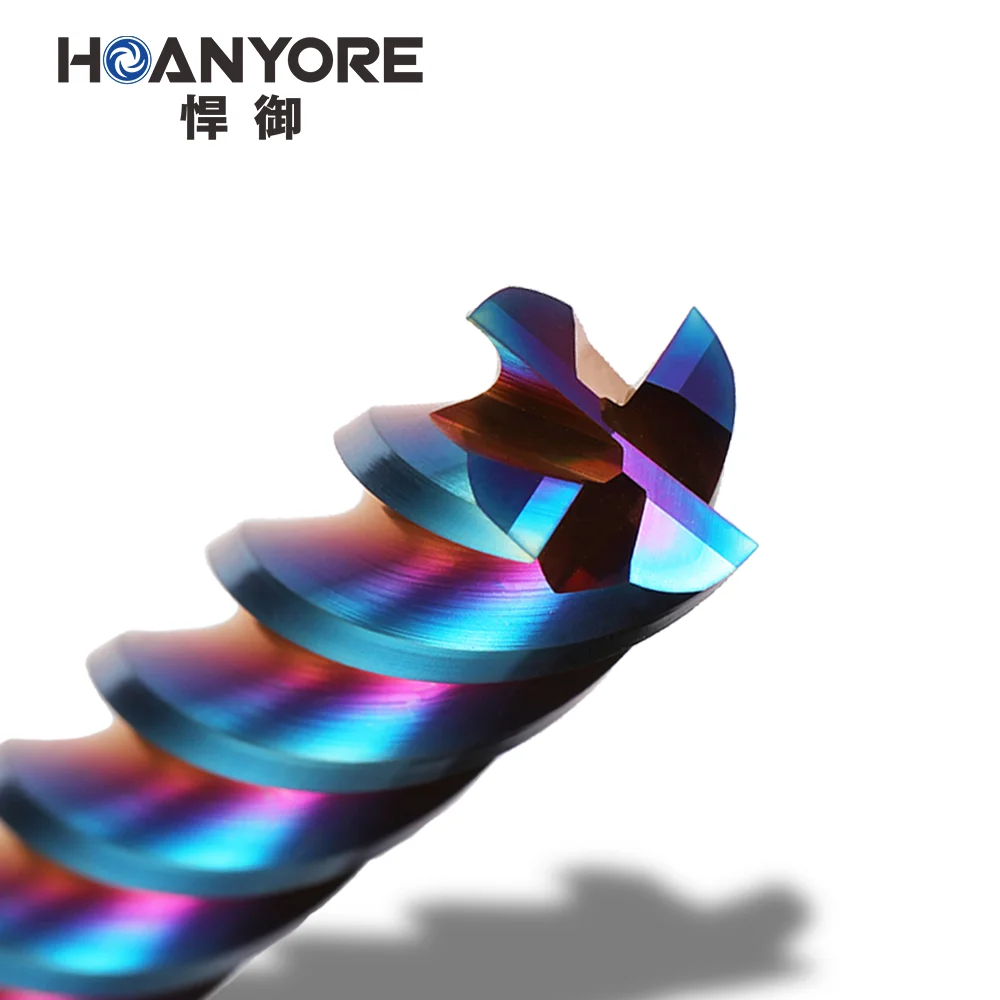 HOANYORE 1.0x3x4x50  Nano Blue 4 Flute Face Mill End Mill Convex Mill