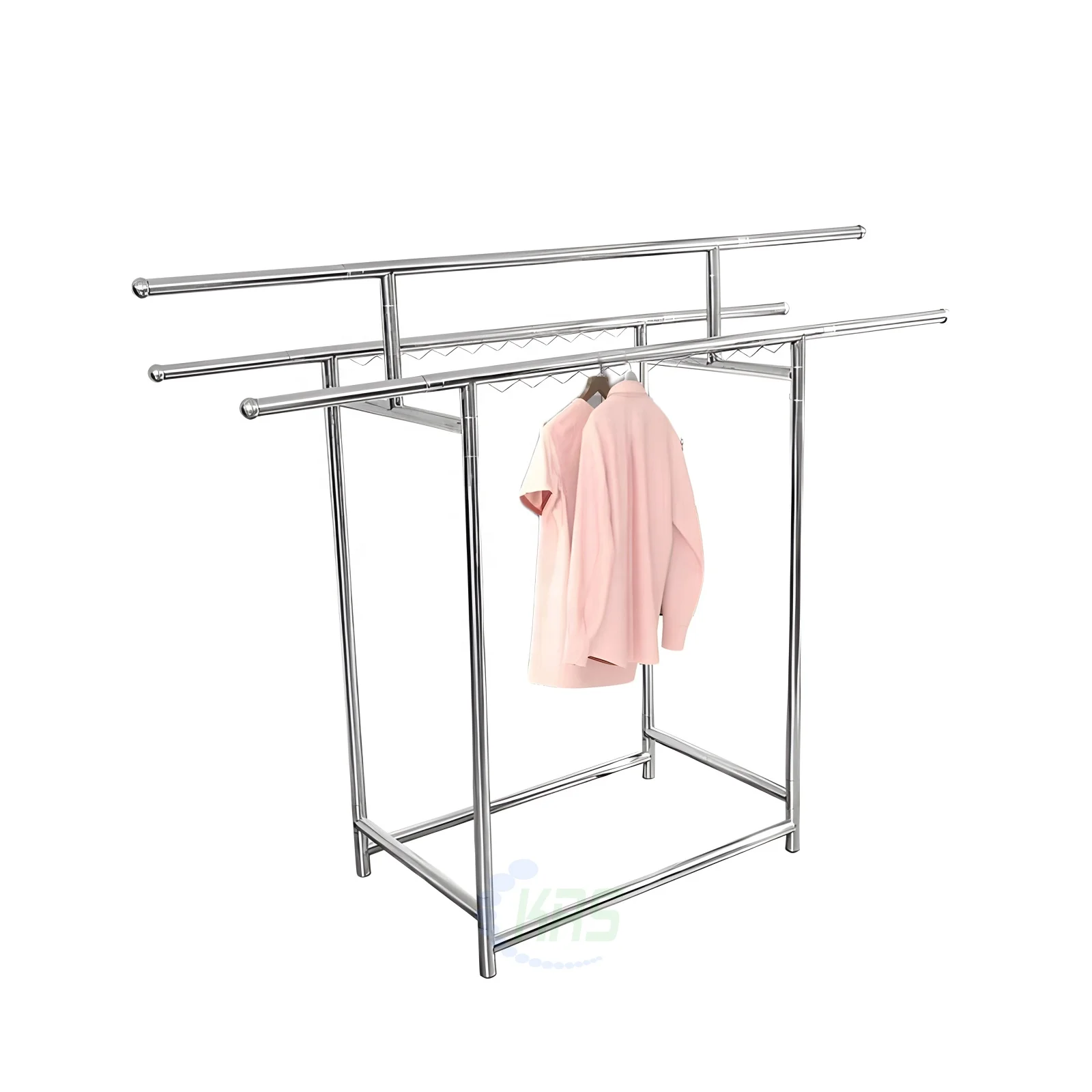 Wholesale karisin Coat Rack stainless Steel Clothes Garment Rack Adjustable foldable pipe Clothing towel rack With Shelf
