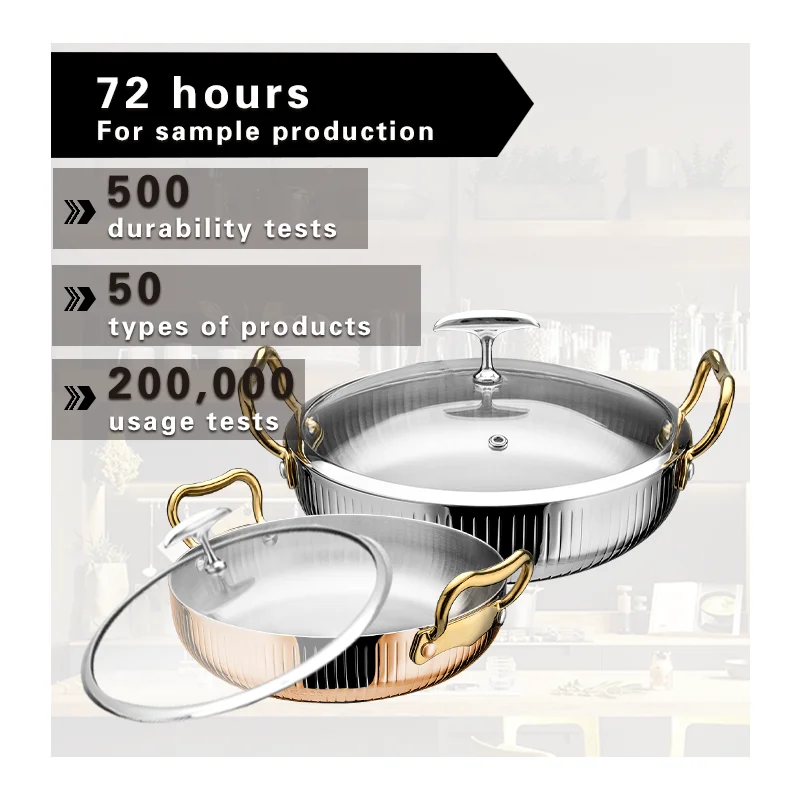 Superior High-Quality Classic Handle Vertical Stripes Triply Stainless Steel Cookware Cooking Pot for Home Hotel Restaurant