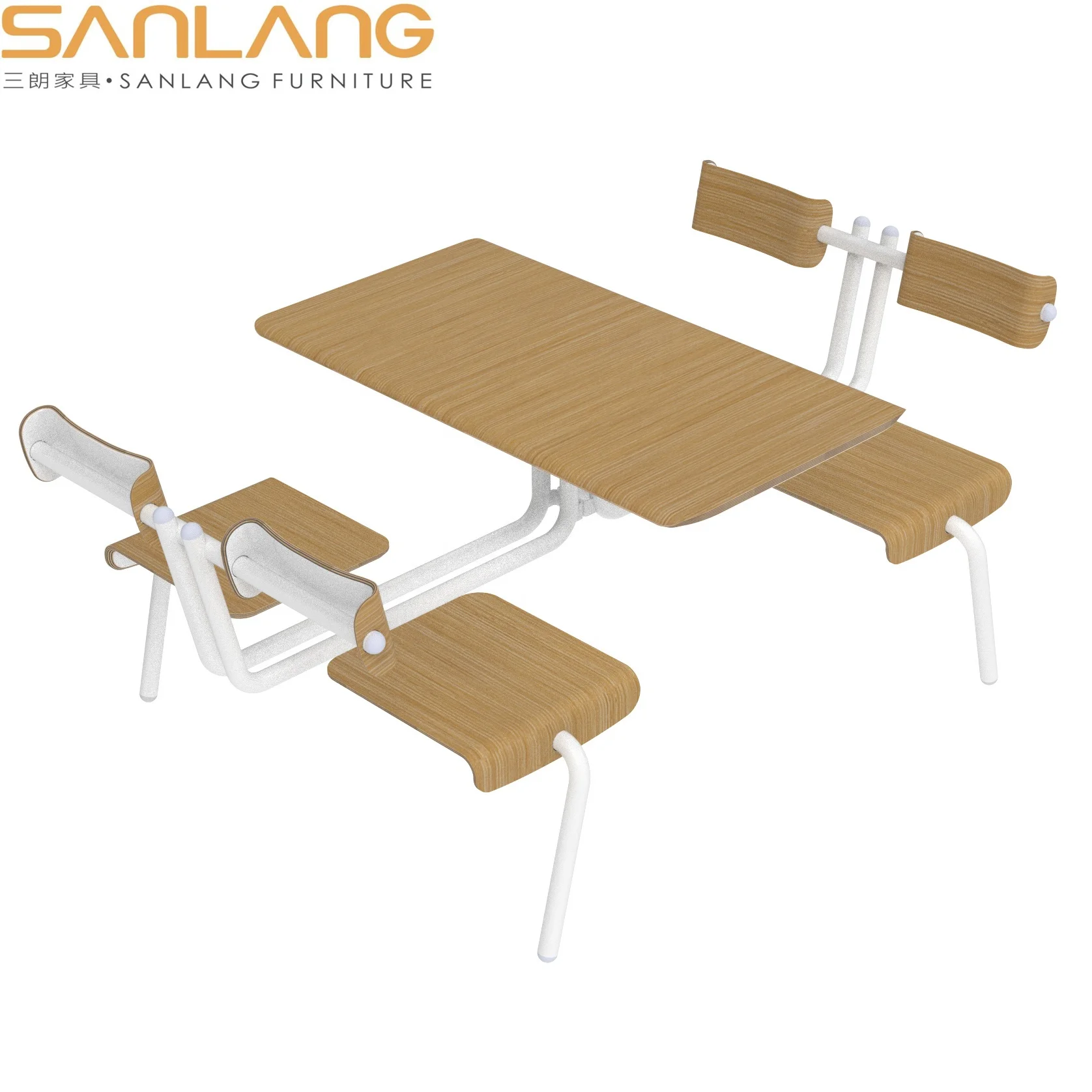 company school canteen project solution Industrial Iron Base dining ot set solid wood K/D packing restaurant chic coffee table