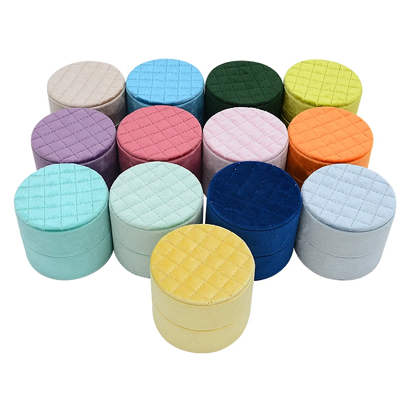 Wholesale Custom Round Small Jewellery Box Necklace Earrings Ring Storage Organizer Mini Travel Velvet Jewelry Case