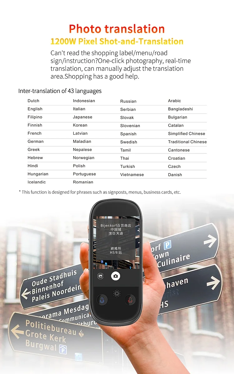 3 Inch Touch Screen Portable Machine Bt 4.0 Intelligent Smart Online Voice Laungauge Translator with 4G Card
