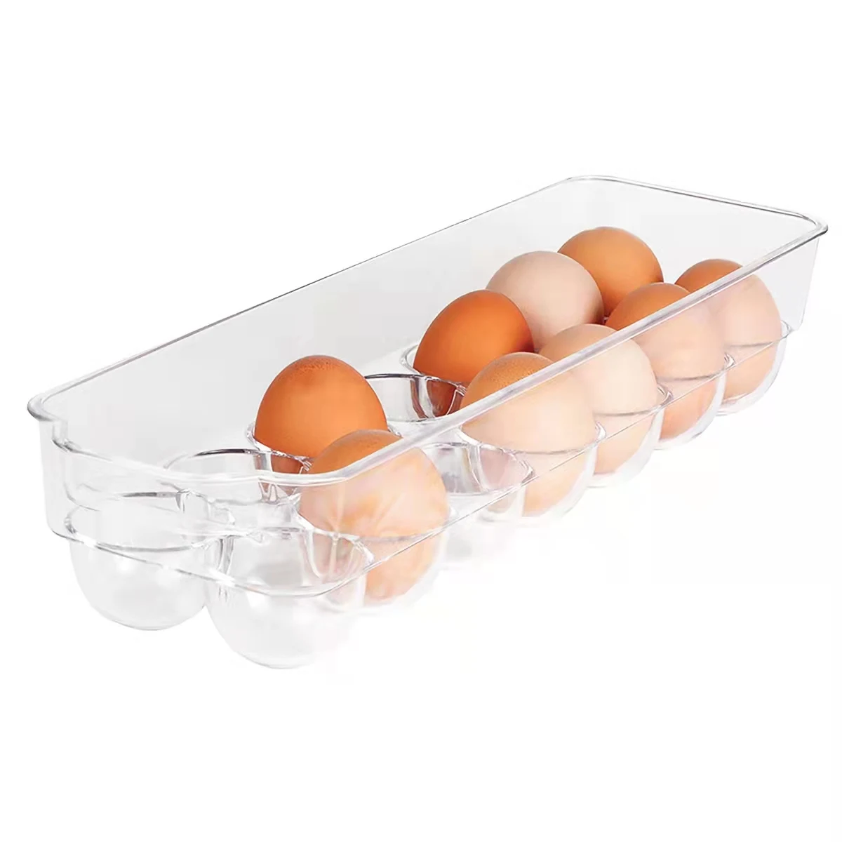 PET Stackable Storage Container Organizer Egg Storage Box Refrigerator Egg Drawer Bins