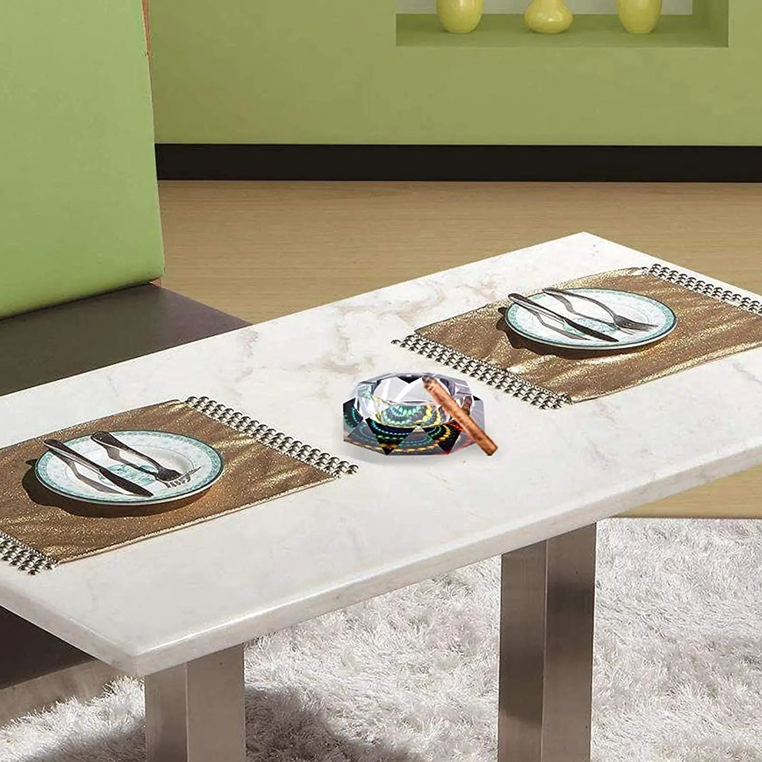 Case-Creative Crystal Cigarette Ashtray for Indoor or Outdoor ,Use Ash Holder for Smokers