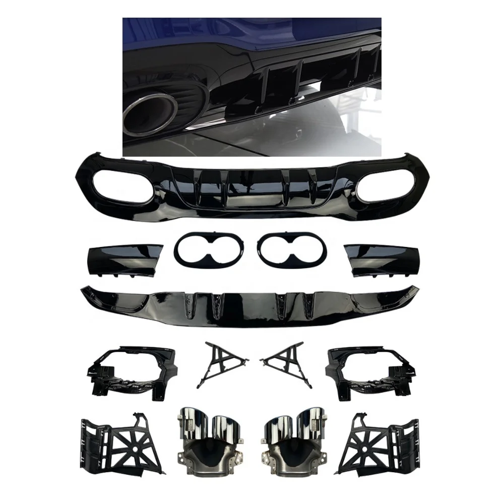 For Mercedes W177 A Class A45 AMG Style Rear Diffuser+Exhaust pipe 2019+