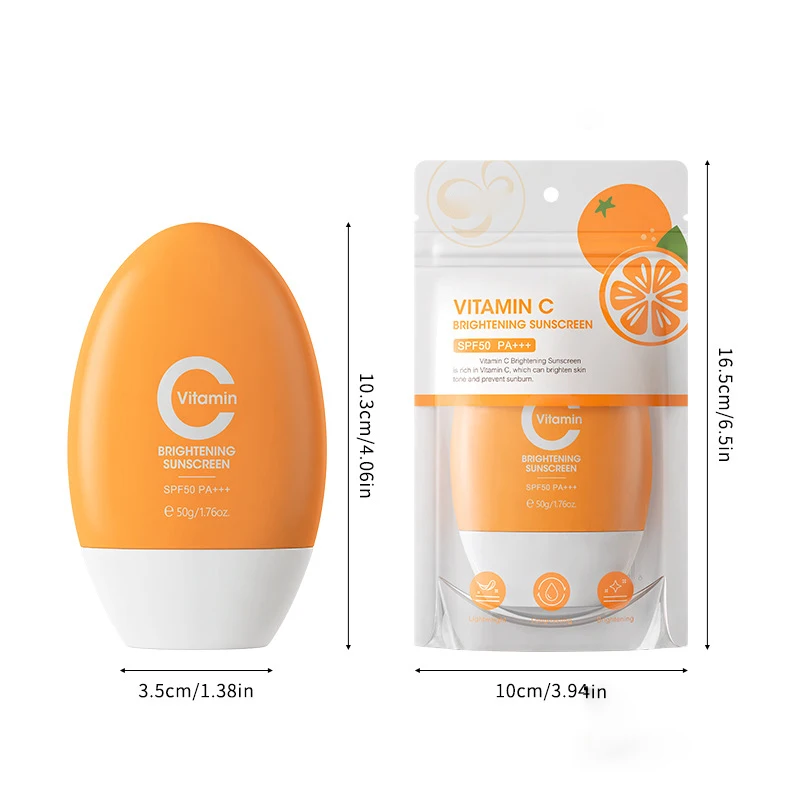 Private Label Summer SPF 50+ Sunscreen Whitening 100% Organic Vitamin C Face Sunscreen 50g